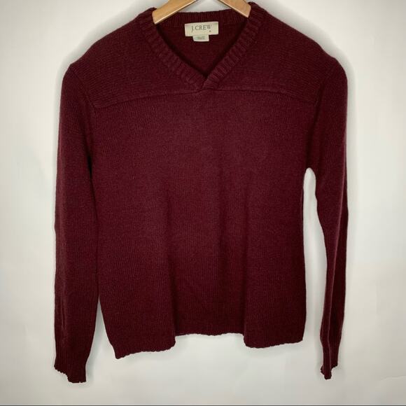 J Crew Maroon Wool V Neck Sweater Sz Medium - Picture 5 of 7